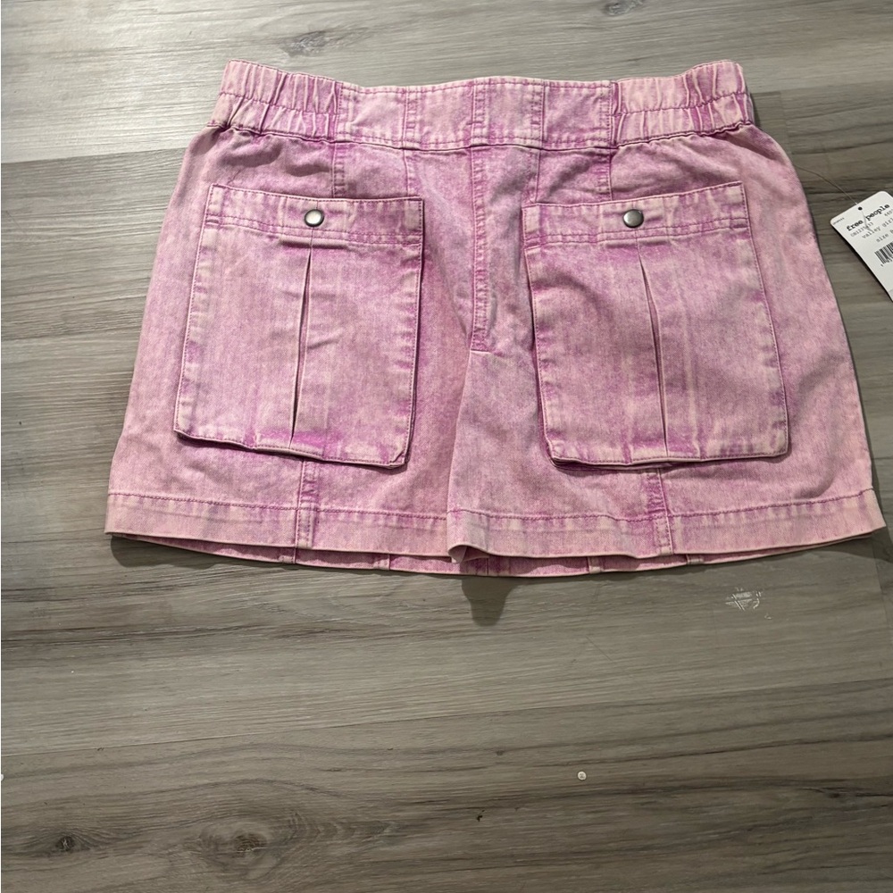 Pink Denim Utility Skirt